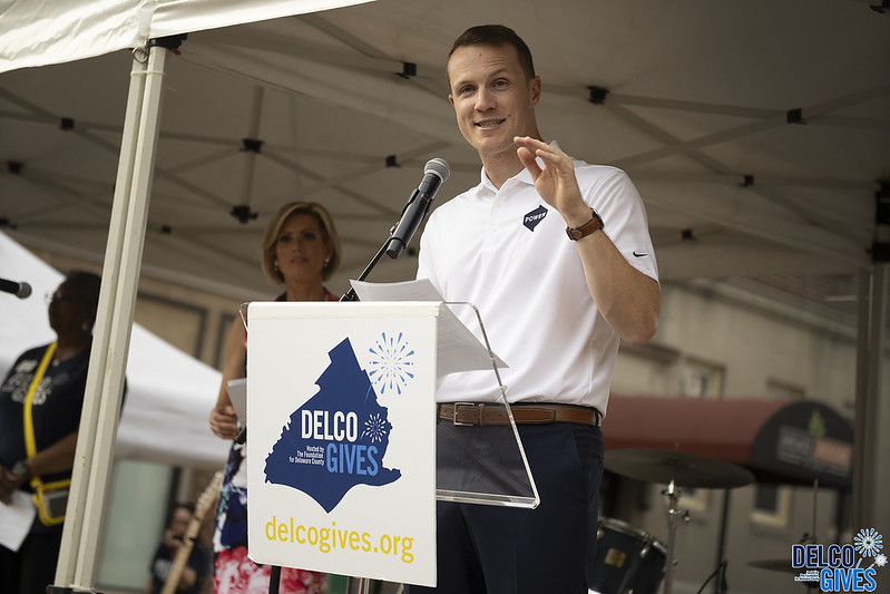 Jim Myers speaks at Delco Gives Day